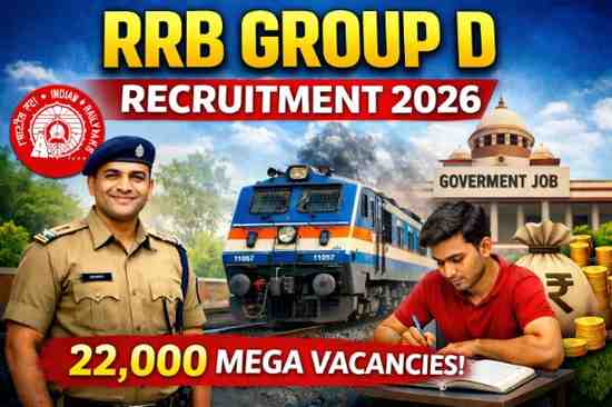 RRB Group D Recruitment 2026, 22,000 Vacancies, Level 1 Posts, Indian Railways Jobs, Government Jobs