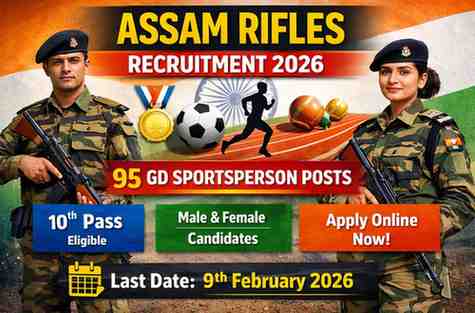 Assam Rifles Bharti 2026 GD Sportsperson Recruitment Apply Online