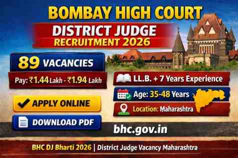 Bombay High Court District Judge Recruitment 2026 thumbnail showing 89 vacancies and salary details