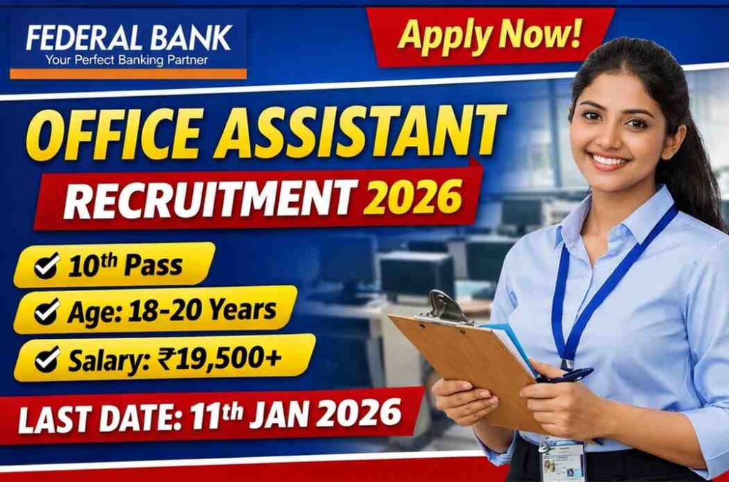 ederal Bank Office Assistant Recruitment 2026 Apply Online for 10th Pass