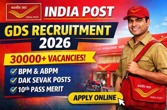 India Post GDS Recruitment 2026 Apply Online for 30000+ Posts