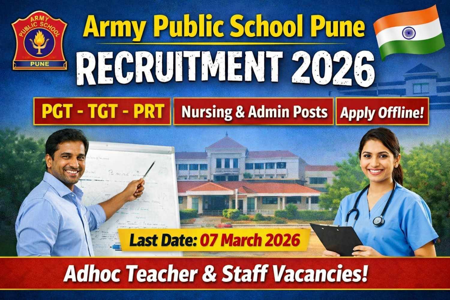 Army Public School Pune Recruitment 2026 notification for PGT TGT PRT Teacher and Staff posts