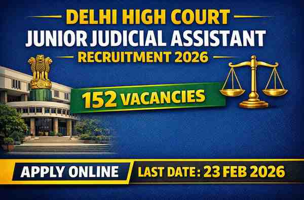 Delhi High Court Junior Judicial Assistant Recruitment 2026 Apply Online for 152 Posts