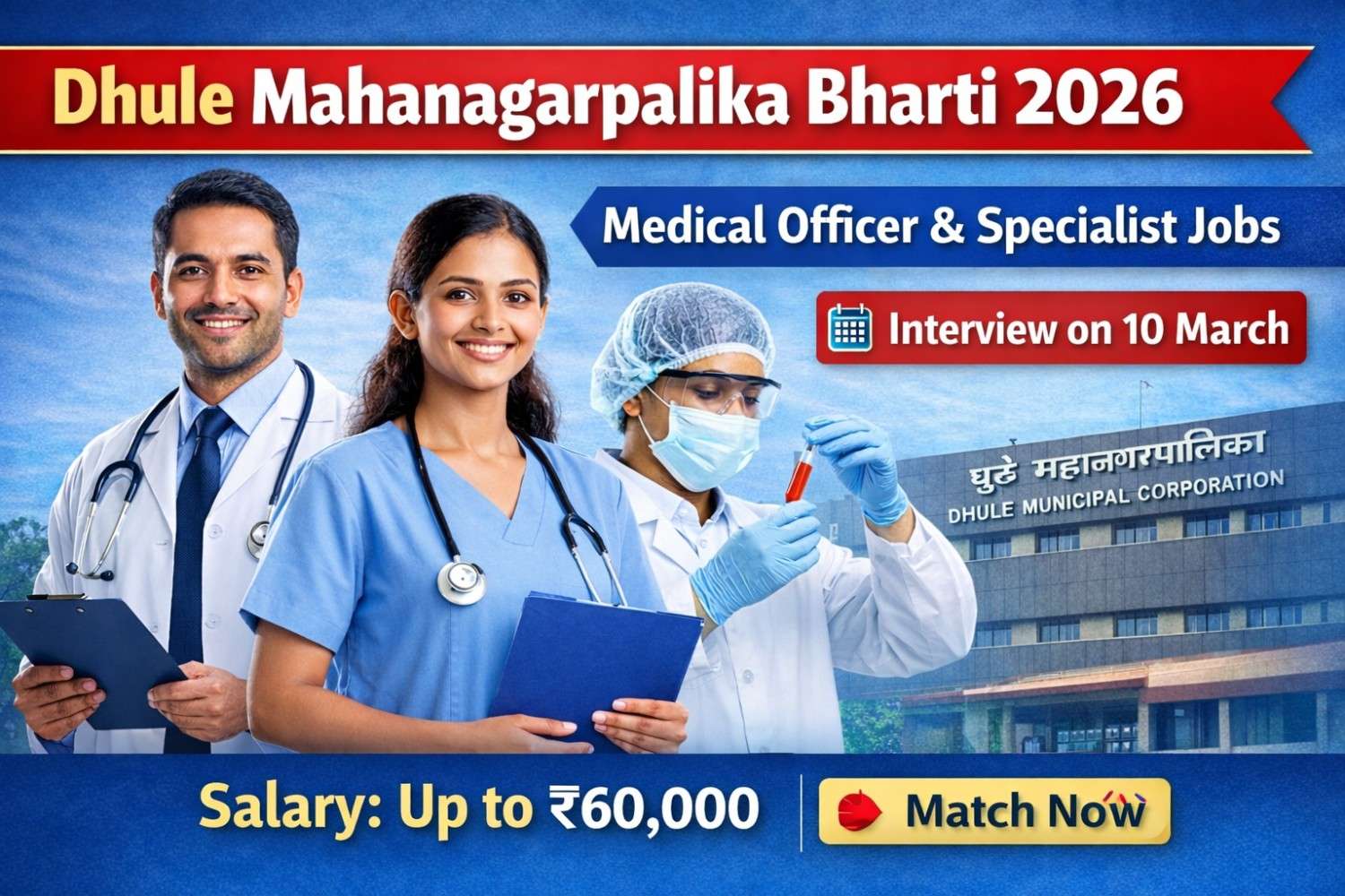 Dhule Mahanagarpalika Bharti 2026 Medical Officer and Specialist Recruitment Interview Notice