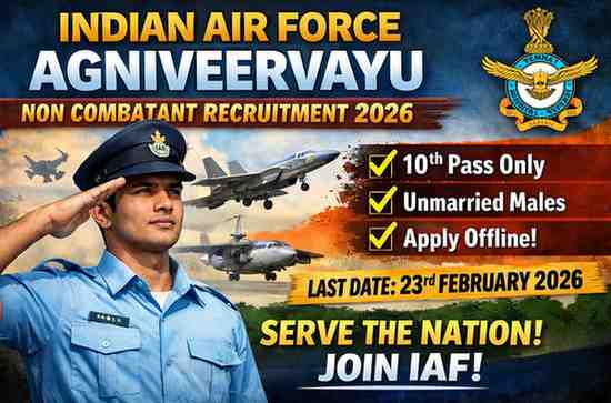 IAF Agniveervayu Non Combatant Recruitment 2026 for 10th pass unmarried male candidates apply offline