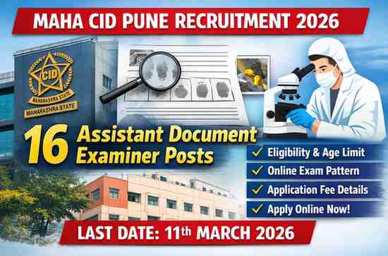 Maha CID Pune Recruitment 2026 Assistant Government Document Examiner Notification