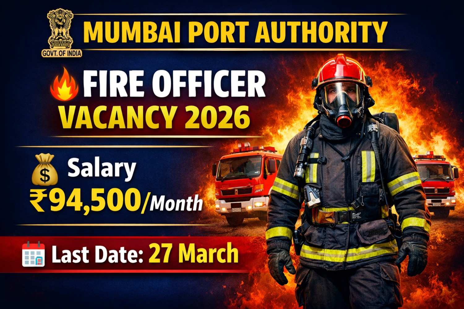 Mumbai Port Authority Recruitment 2026 Assistant Port Safety and Fire Officer Vacancy