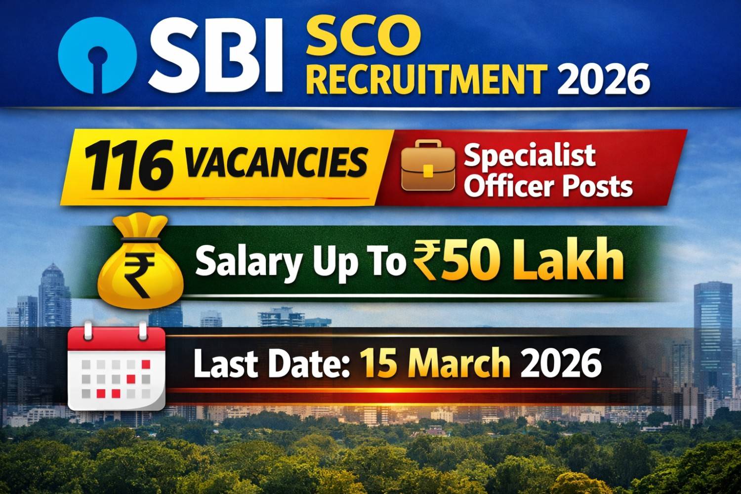 SBI SCO Recruitment 2026 Notification for 116 Specialist Cadre Officer Posts