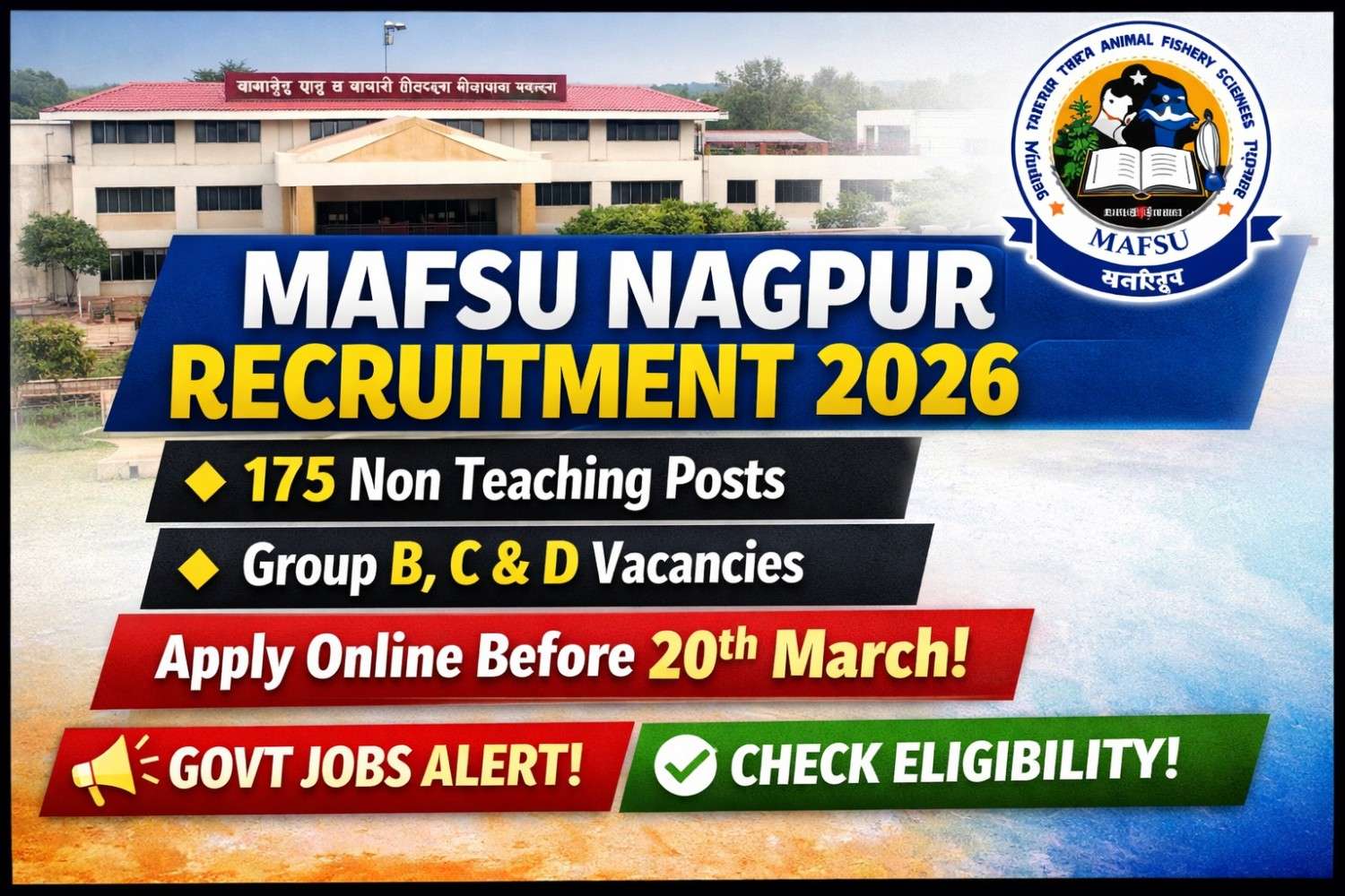 MAFSU Nagpur Recruitment 2026 notification for 175 non teaching posts