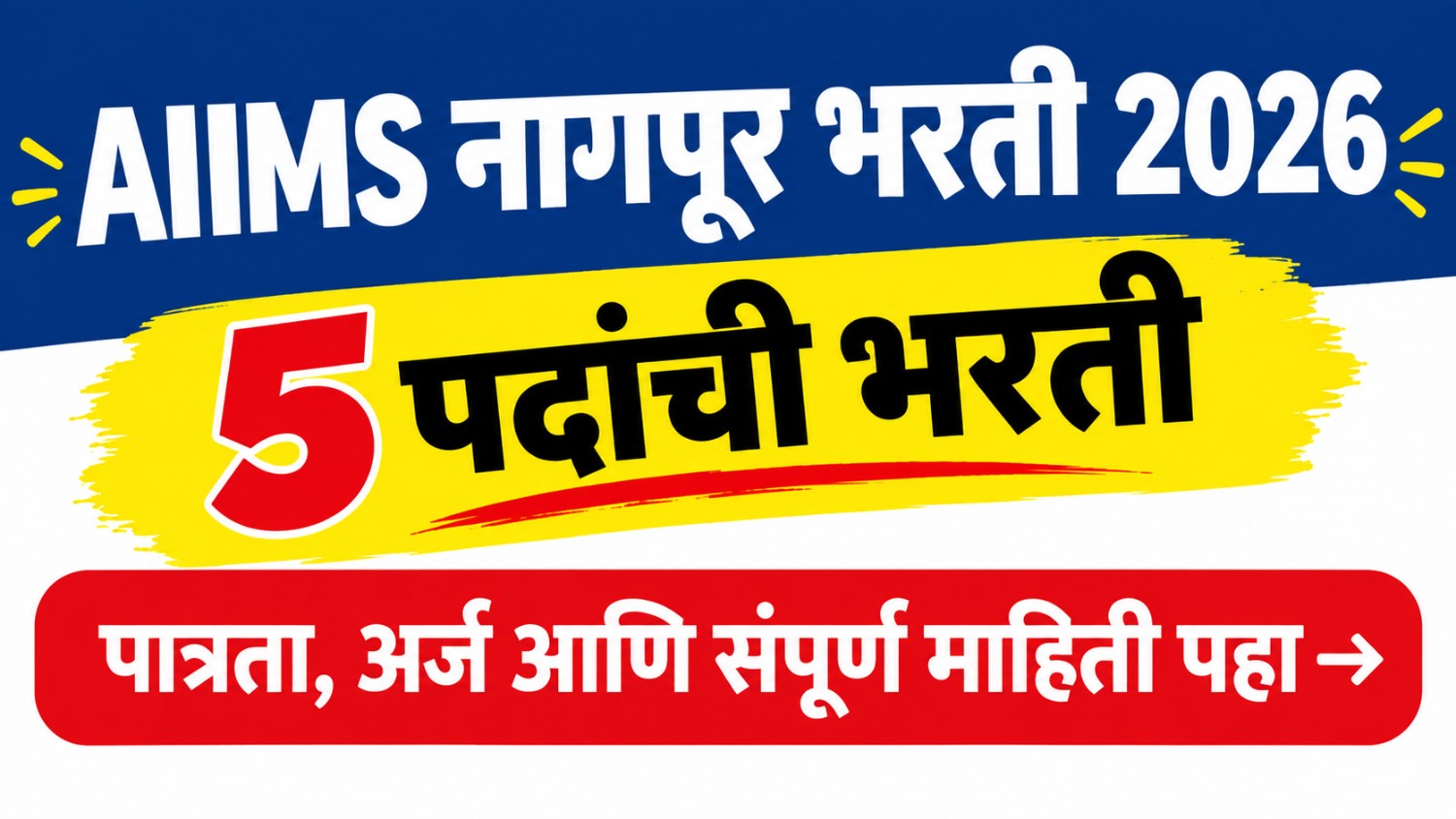 AIIMS Nagpur Recruitment 2026: 5 पदांची भरती, पात्रता व अर्ज